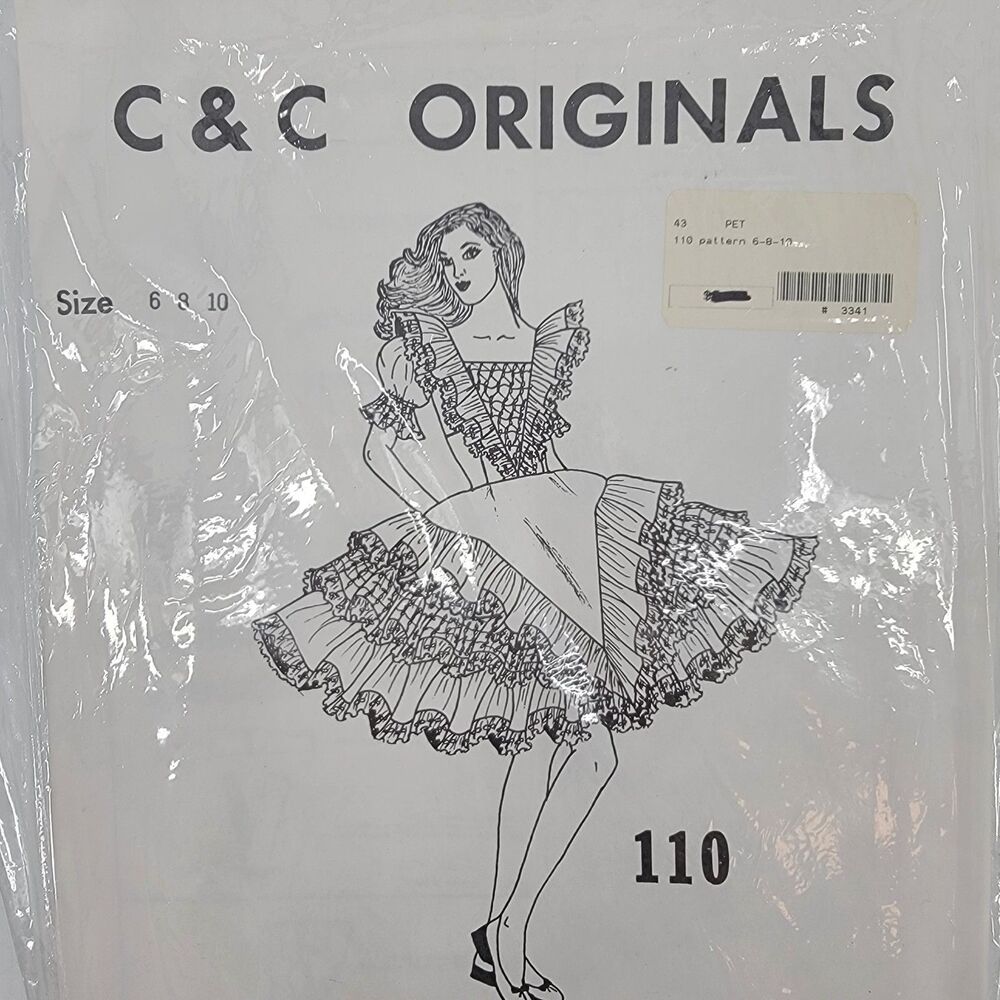 VTG C&C Originals #110 Multi-size Square Dance Dress Pattern 6-8-10 NEW SEALED